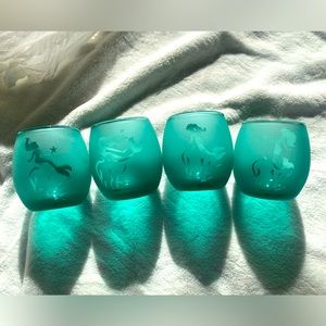 Disney Little Mermaid Ariel Stemless Wineglasses. Set of 4. In amazing condition